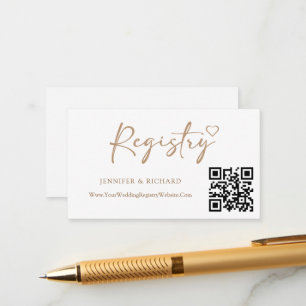 QR Code Wedding Registry Elegant Gold Calligraphy Enclosure Card
