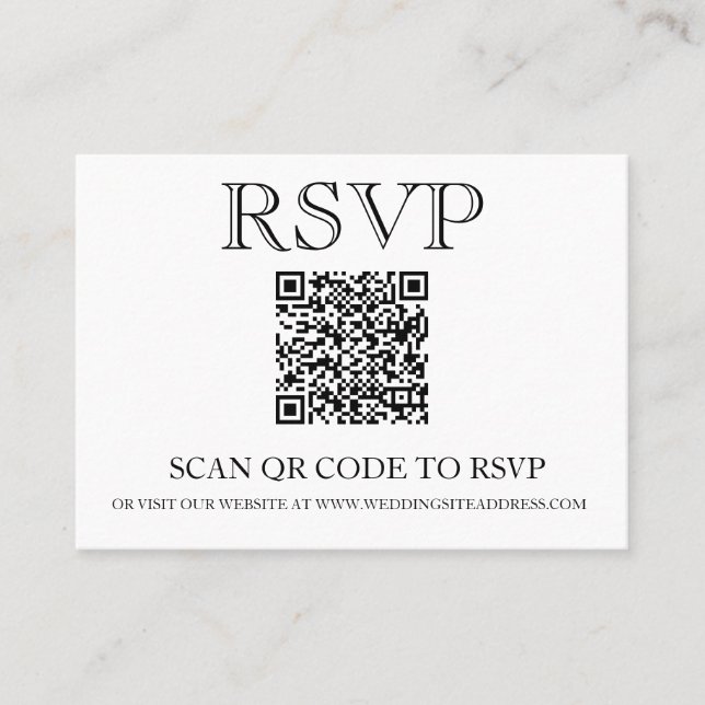 QR Code Wedding RSVP Simple  Business Card (Front)