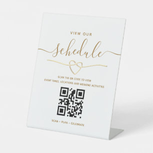 QR Code Wedding Schedule Tabletop Sign