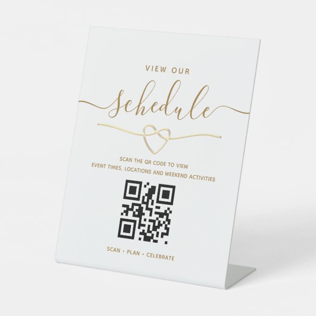 QR Code Wedding Schedule Tabletop Sign (Front)