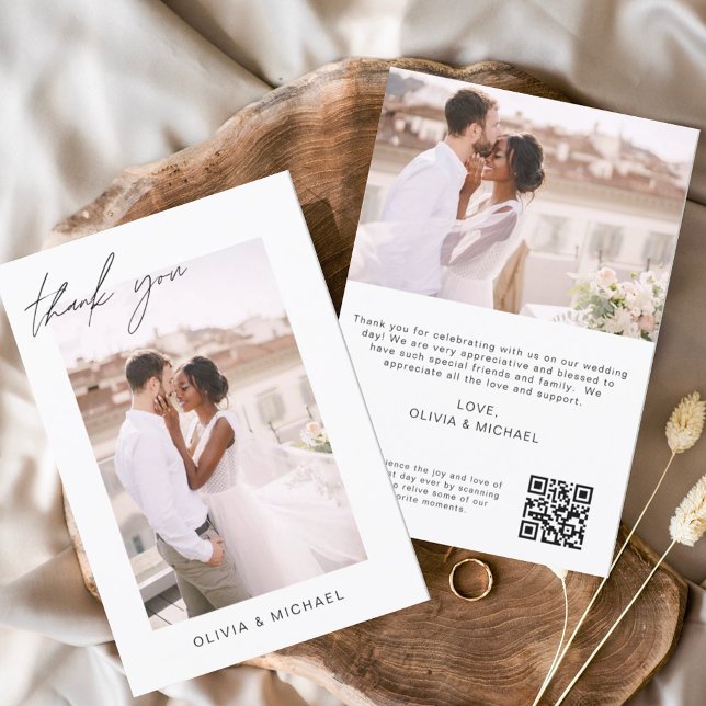 QR Code Wedding Thank You Photo Card (Creator Uploaded)