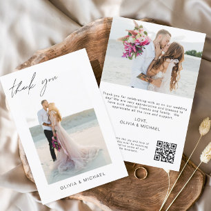 QR Code Wedding Thank You Photo Minimalist Card