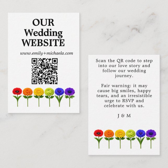 🌈  QR code Wedding Website  Flourish Together Enclosure Card (Front/Back)