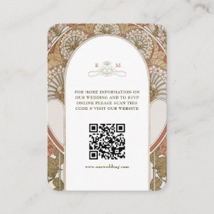 QR Code Wedding Website Info Art Nouveau Enclosure Card