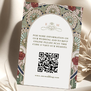 QR Code Wedding Website Info Art Nouveau Enclosure Card