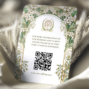 QR Code Wedding Website Info Art Nouveau Enclosure Card