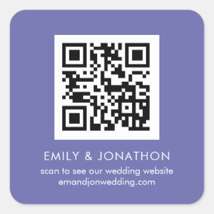 QR Code Wedding Website Names Lilac Square Sticker