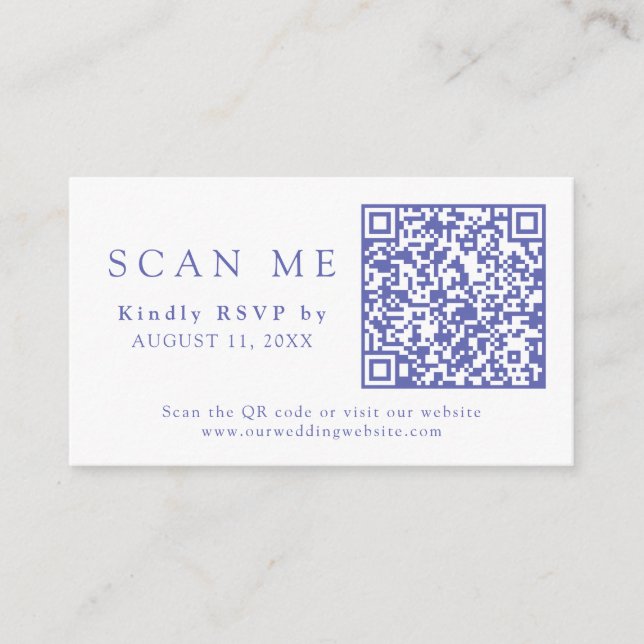 QR Code & Wedding Website Periwinkle Wedding RSVP Enclosure Card (Front)