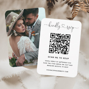 QR Code Wedding Website RSVP Minimalist Photo Enclosure Card