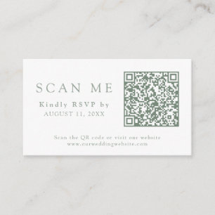 QR Code & Wedding Website Sage Green Wedding RSVP Enclosure Card