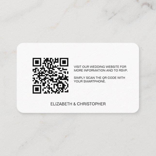 QR code wedding website Seats reserved Minimalist Enclosure Card (Back)