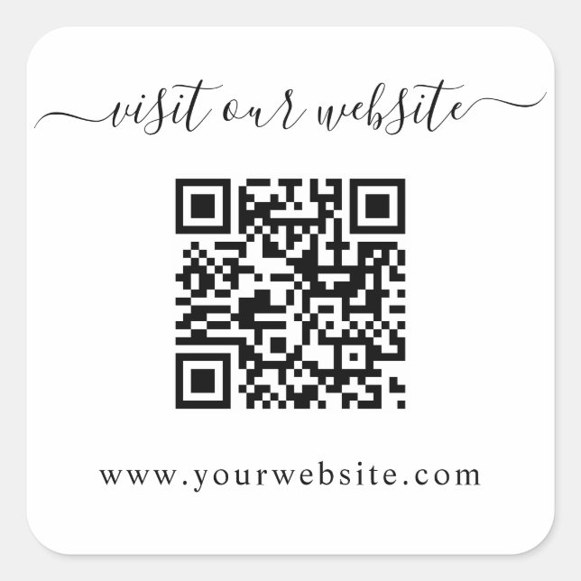 QR Code Wedding Website Square Sticker (Front)