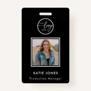 QR Code White Black Custom Logo Employee Photo ID ID Badge