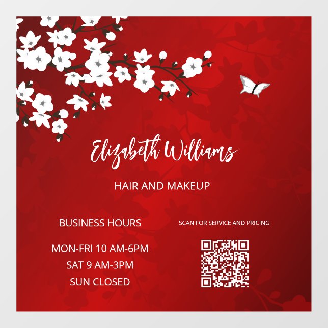 QR Code | White Cherry Blossom Red  (Sheet)