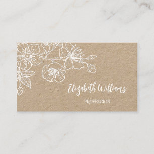 QR Code White Line Art On Kraft Paper Business Card