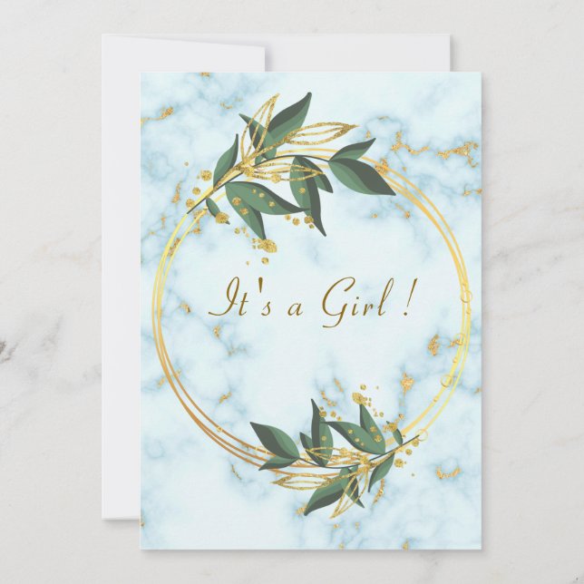 QR Code White Marble Baby Girl Shower Invitation (Back)