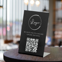 QR Code White Menu Logo Modern Restaurant