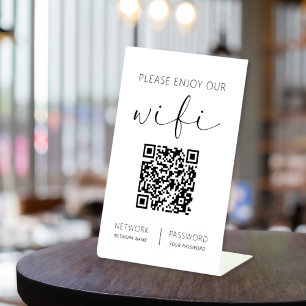 QR Code White Please Enjoy Our Wifi Pedestal Sign