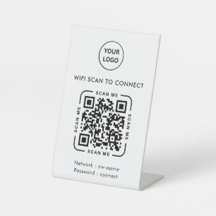 QR Code Wifi Business Logo Scan to Connect Pedestal Sign
