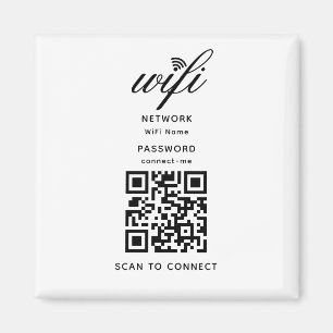 QR Code Wifi Internet Password White Magnet