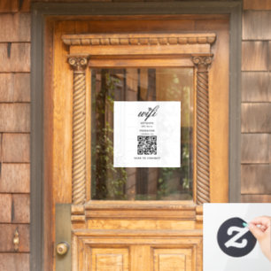 QR Code Wifi Internet Password White Window Cling