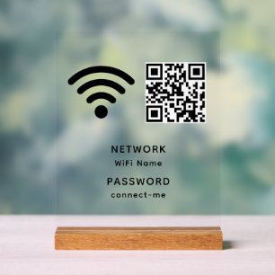 QR Code Wifi Password and Network Personalised Acrylic Sign