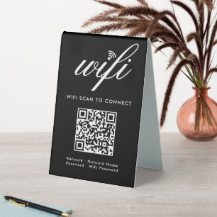 QR Code Wifi Scan to Connect Custom Branded Black