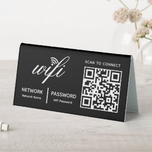 QR Code Wifi Scan to Connect Custom Branded Black