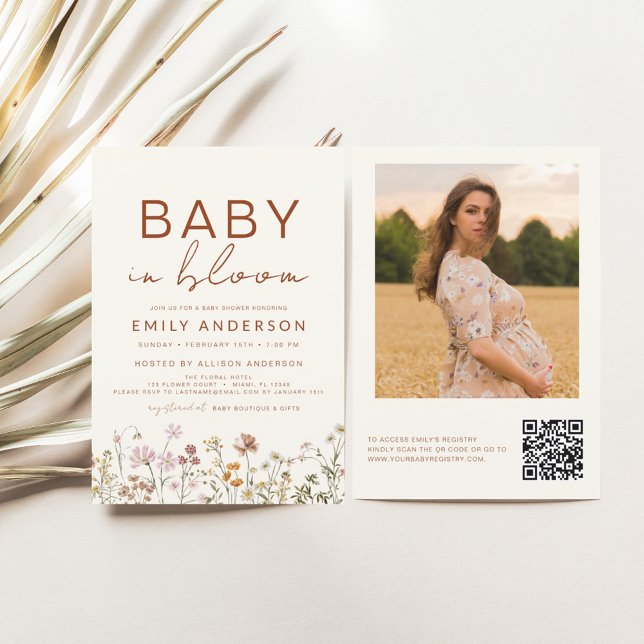 QR Code Wildflower Baby in Bloom Baby Shower Flyer (Creator Uploaded)