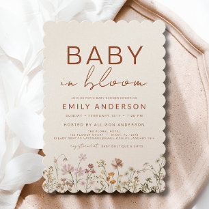 QR Code Wildflower Baby in Bloom Baby Shower Invitation