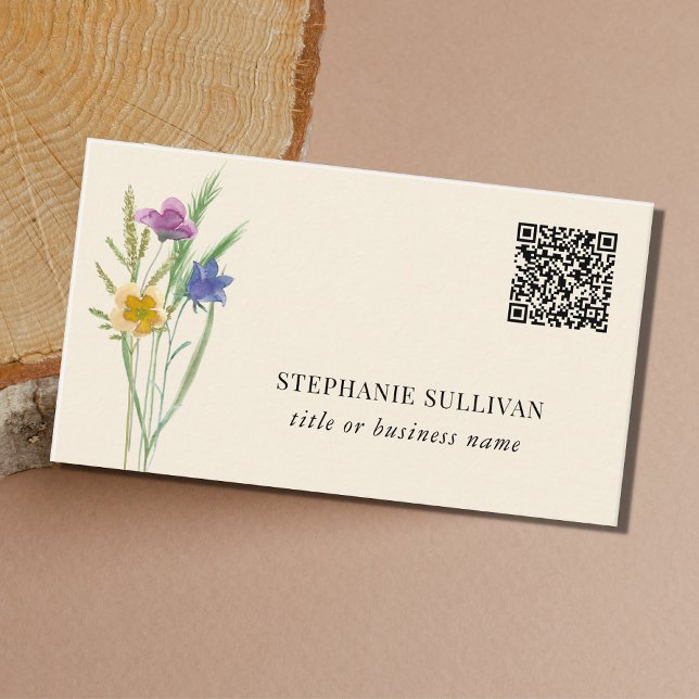 QR Code Wildflower Professional Business Card (Creator Uploaded)