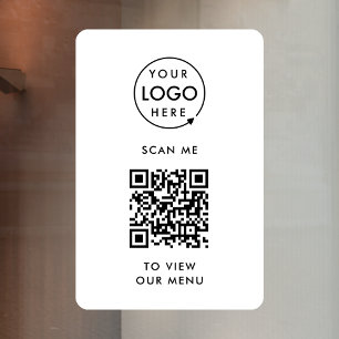 QR Code Window Cling Menu Vinyl Decal Sign