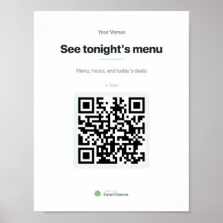 QR Code Window Sign for Restaurants and Shops, Cus