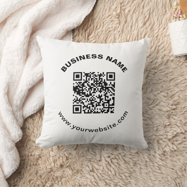QR Code with Business Name Bold Circular Text Cushion (Blanket)