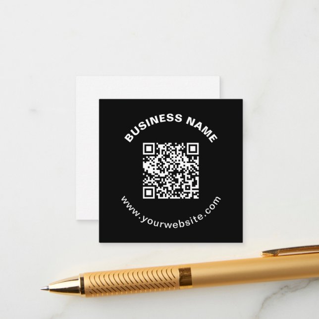 QR Code with Business Name Bold Circular Text Enclosure Card (Front/Back In Situ)