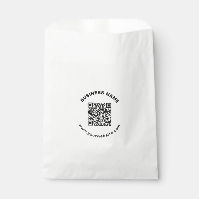 QR Code with Business Name Bold Circular Text Favour Bag (Front)