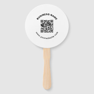 QR Code with Business Name Bold Circular Text Hand Fan