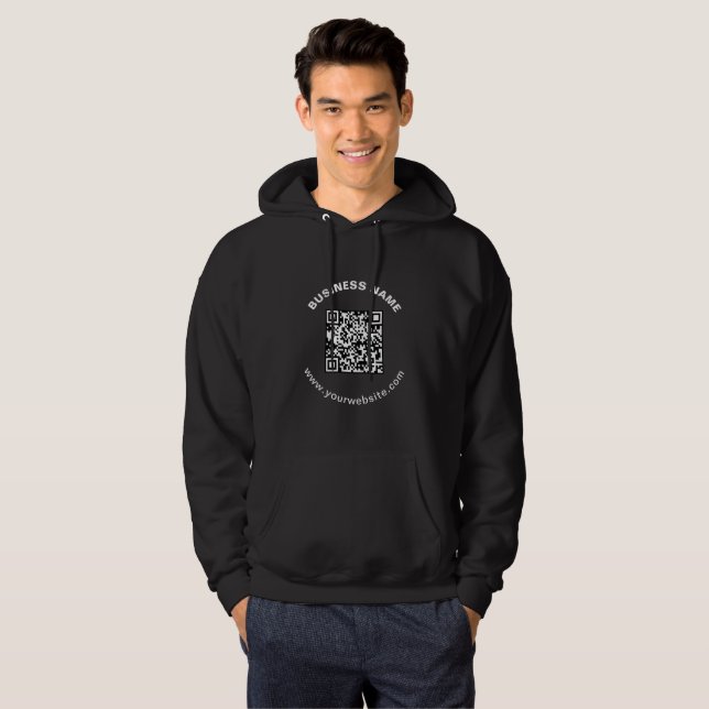 QR Code with Business Name Bold Circular Text Hoodie (Front Full)