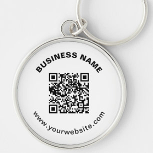 QR Code with Business Name Bold Circular Text Key Ring