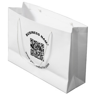 QR Code with Business Name Bold Circular Text Large Gift Bag
