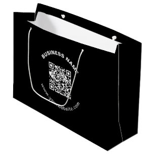 QR Code with Business Name Bold Circular Text Large Gift Bag