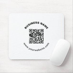 QR Code with Business Name Bold Circular Text Mouse Pad