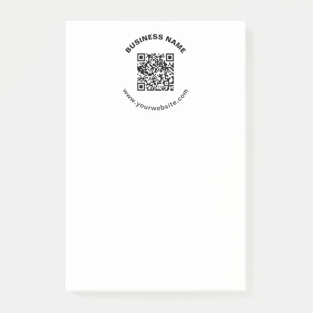 QR Code with Business Name Bold Circular Text Post-it Notes (Front)