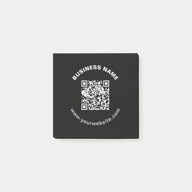 QR Code with Business Name Bold Circular Text Post-it Notes (Front)