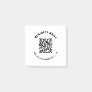 QR Code with Business Name Bold Circular Text Post-it Notes