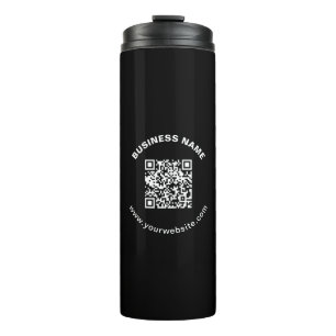 QR Code with Business Name Bold Circular Text Thermal Tumbler