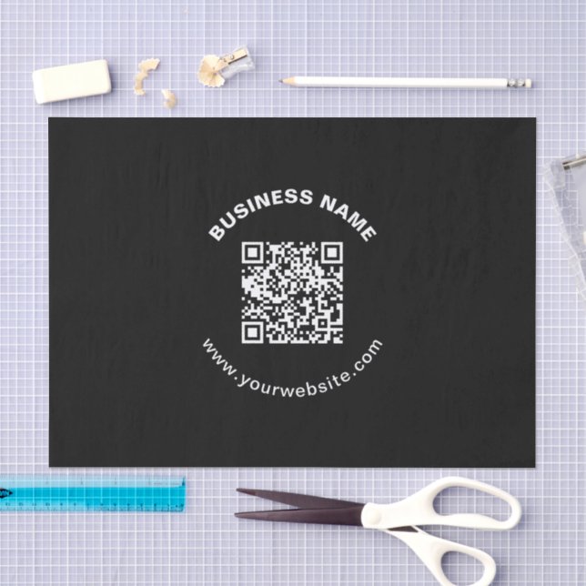QR Code with Business Name Bold Circular Text Tissue Paper (Craft)