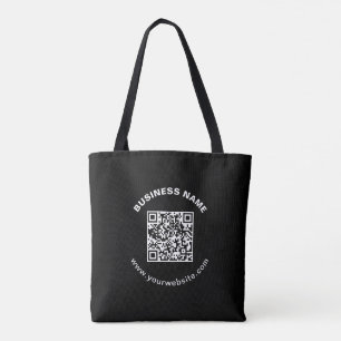 QR Code with Business Name Bold Circular Text Tote Bag