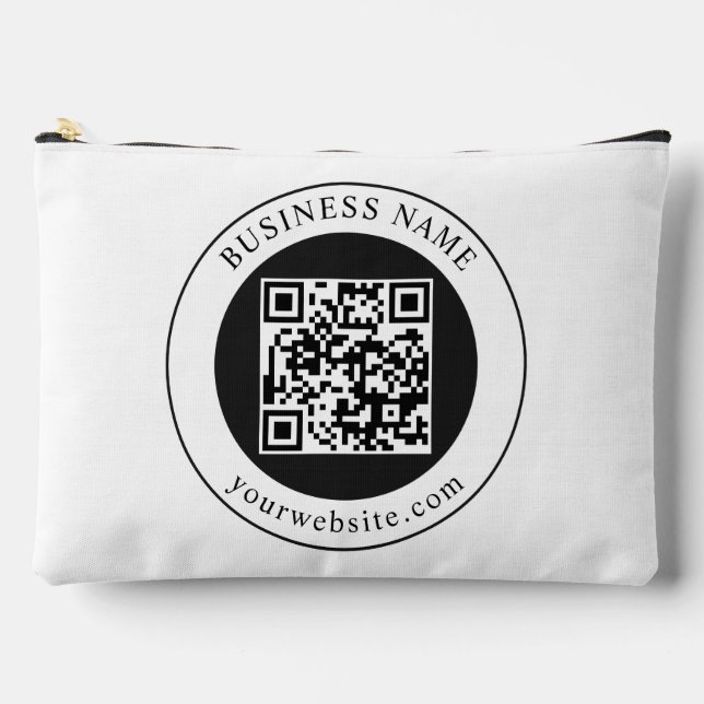 QR Code with Business Name Editable Accessory Pouch (Front)