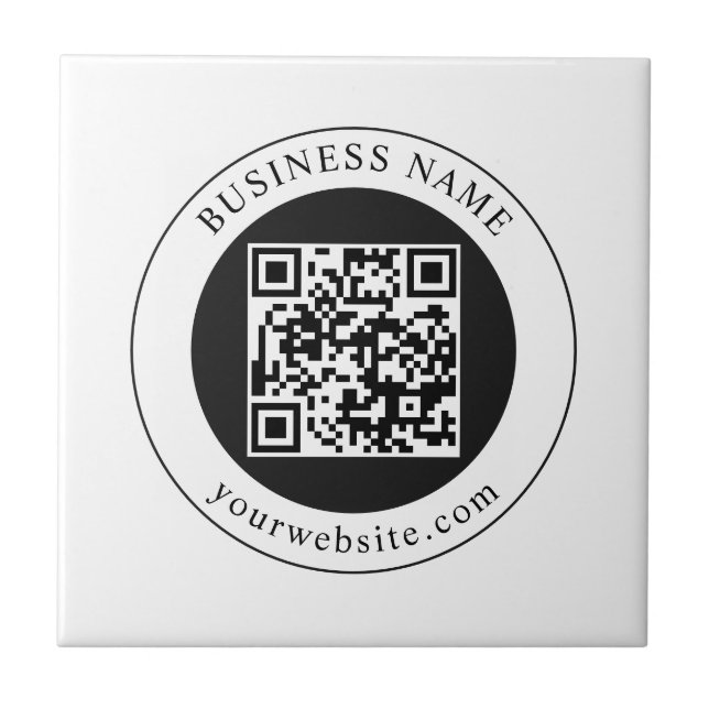 QR Code with Business Name Editable Ceramic Tile (Front)